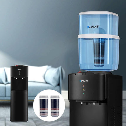 Devanti Water Cooler Dispenser Stand 22L Bottle Black w/2 Filter.