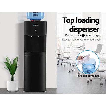Devanti Water Cooler Dispenser Stand 22L Bottle Black w/2 Filter.