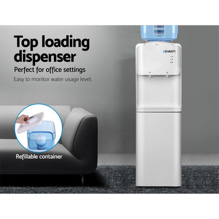 Devanti Water Cooler Dispenser Stand 22L Bottle White w/2 Filter.
