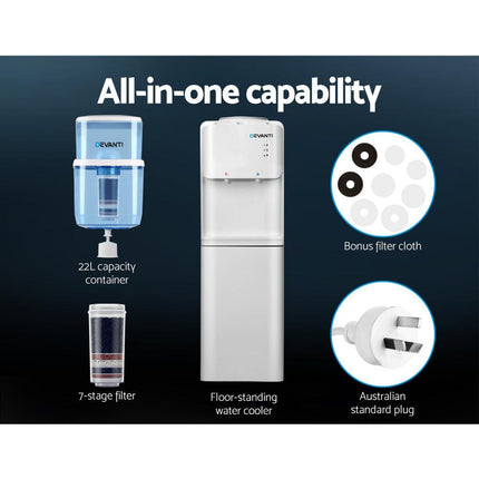 Devanti Water Cooler Dispenser Stand 22L Bottle White.