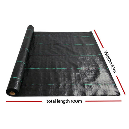 Instahut 1.83x100m Weed Mat Woven Fabric Weed Mat Control Matting Garden Plant.