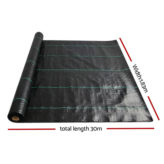 Instahut 1.83x30m Weed Mat Woven Fabric Weed Mat Control Matting Garden Plant.