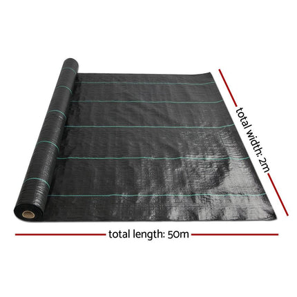 Instahut 2x50m Weed Mat 110GSM Weed Control Mat Plant.