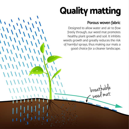 Instahut 2x50m Weed Mat 110GSM Weed Control Mat Plant.