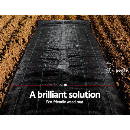 Instahut 3.66x50m Weed Mat Weedmat Control Plant.