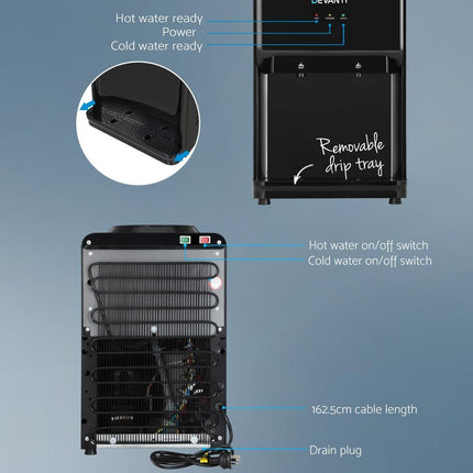 Devanti Water Cooler Dispenser Bench Top 22L Black.