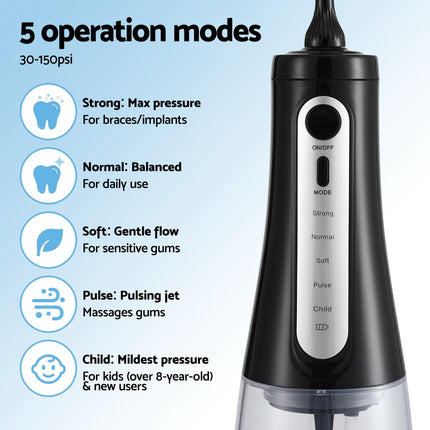 Devanti Cordless Water Flosser Dental Oral Irrigator Black.