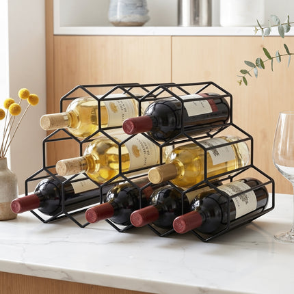 Artiss Wine Rack Metal 12 Bottle No Assembly Required Black.
