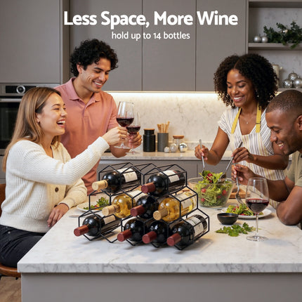 Artiss Wine Rack Metal 12 Bottle No Assembly Required Black.