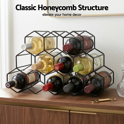Artiss Wine Rack Metal 12 Bottle No Assembly Required Black.