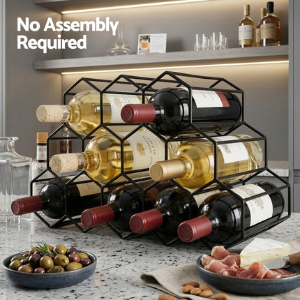 Artiss Wine Rack Metal 12 Bottle No Assembly Required Black.