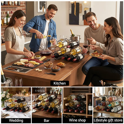 Artiss Wine Rack Metal 12 Bottle No Assembly Required Black.