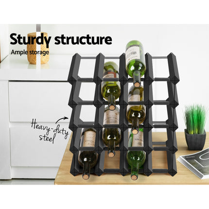 Artiss Wine Rack 20 Bottle Black.