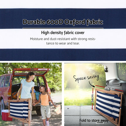 Gardeon Outdoor Deck Chair Wooden Sun Lounge Folding Beach Patio Furniture Blue.