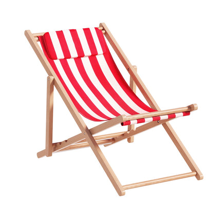 Gardeon Outdoor Deck Chair Wooden Sun Lounge Folding Beach Patio Furniture Red.