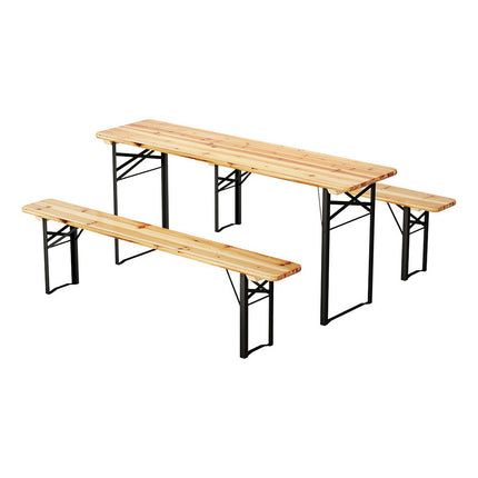Gardeon 3 PCS Outdoor Furniture Dining Set Lounge Setting Patio Wooden Bench.