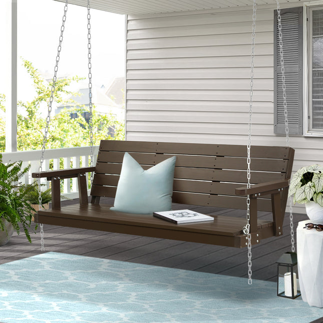 Gardeon Porch Swing Chair with Chain Outdoor Furniture 3 Seater Bench Wooden Brown.