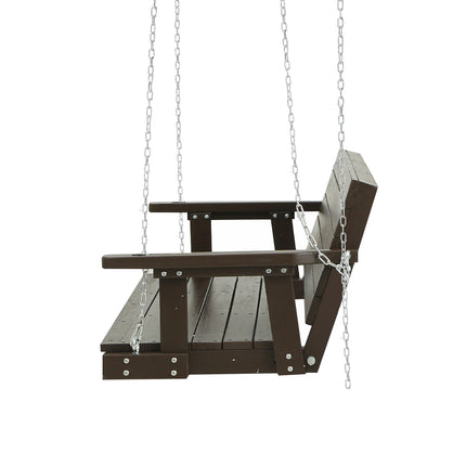 Gardeon Porch Swing Chair with Chain Outdoor Furniture 3 Seater Bench Wooden Brown.