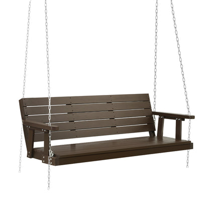 Gardeon Porch Swing Chair with Chain Outdoor Furniture 3 Seater Bench Wooden Brown.