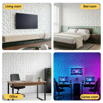 Artiss 3D Wall Panels Diamond PVC Decorative Panels 50x50cm Set of 15 Feature Wall.