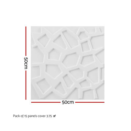 Artiss 3D Wall Panels PVC Decorative Panels 50x50cm Set of 15 Feature Wall Poly.