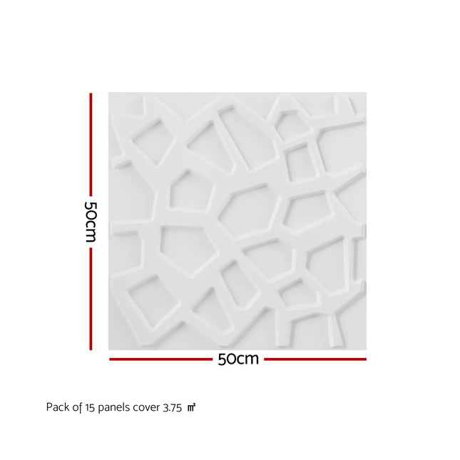 Artiss 3D Wall Panels PVC Decorative Panels 50x50cm Set of 15 Feature Wall Poly.