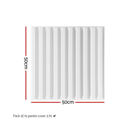 Artiss 3D Wall Panels Vertical PVC Decorative Panels 50x50cm Set of 15 Feature Wall Vert.