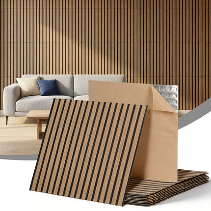 Artiss 10PCS Peel and Stick Wall Panels Tiles 68X68CM Self Adhesive for Home Office Studio Brown.