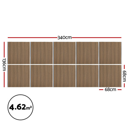 Artiss 10PCS Peel and Stick Wall Panels Tiles 68X68CM Self Adhesive for Home Office Studio Brown.