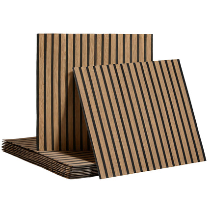 Artiss 10PCS Peel and Stick Wall Panels Tiles 68X68CM Self Adhesive for Home Office Studio Brown.