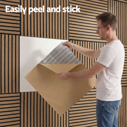 Artiss 10PCS Peel and Stick Wall Panels Tiles 68X68CM Self Adhesive for Home Office Studio Brown.