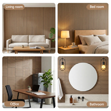 Artiss 10PCS Peel and Stick Wall Panels Tiles 68X68CM Self Adhesive for Home Office Studio Brown.