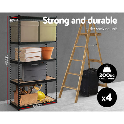 Giantz 4x1.8M Garage Shelving Warehouse Rack Pallet Racking Storage Shelve Black.