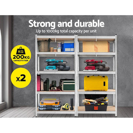Giantz 2x1.8M Garage Shelving Warehouse Rack Pallet Racking Storage Shelf Silver.