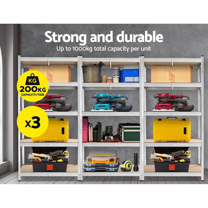 Giants 3x1.8M Warehouse Shelving Rack Racking Garage Metal Storage Shelves.