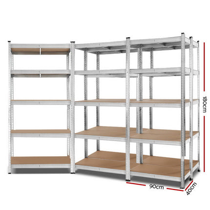 Giantz 5x1.8M Garage Shelving Warehouse Rack Pallet Racking Storage Shelf Silver.