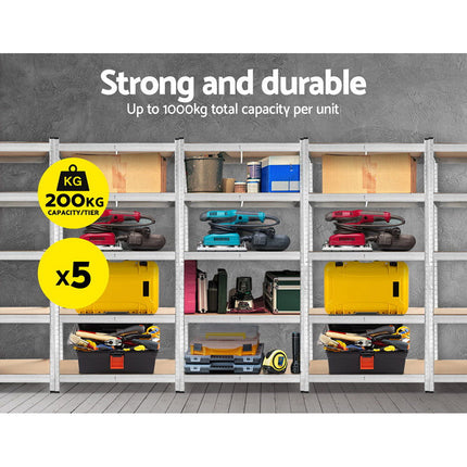 Giantz 5x1.8M Garage Shelving Warehouse Rack Pallet Racking Storage Shelf Silver.