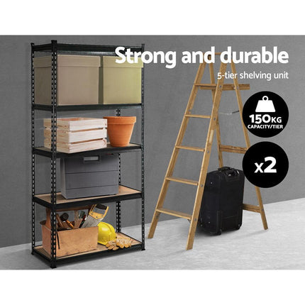 Giantz 2x1.5M Garage Shelving Warehouse Rack Pallet Racking Storage Shelve Black.