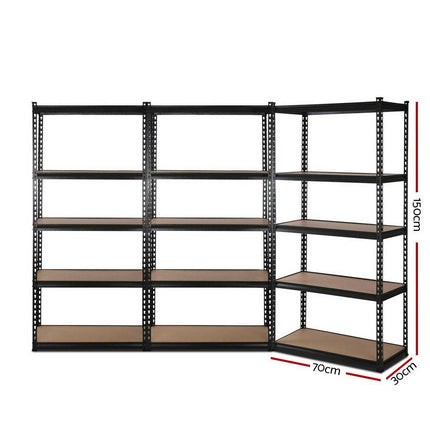 3x1.5M Warehouse Shelving Racking Storage Garage Steel Metal Shelves Rack.