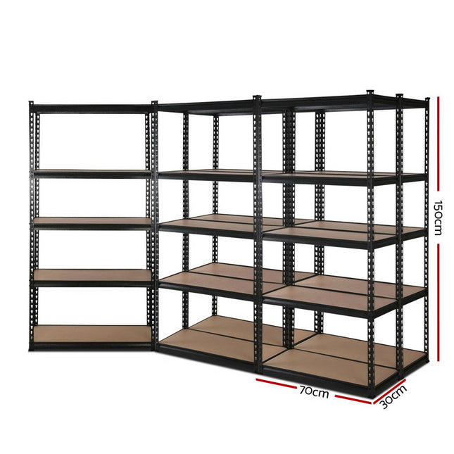 Giantz 5x1.5M Garage Shelving Warehouse Rack Pallet Racking Storage Shelve Black.