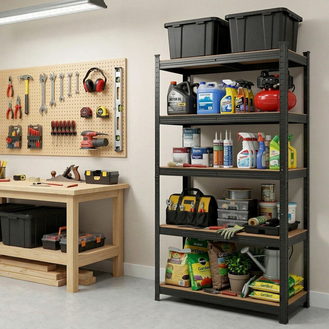 Giantz Garage Shelving 1.6X0.8m Warehouse Shelves Storage Rack Pallet Racking Black.