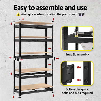 Giantz Garage Shelving 1.6X0.8m Warehouse Shelves Storage Rack Pallet Racking Black.