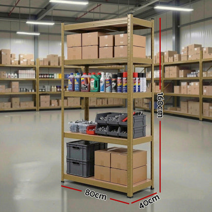 Giantz Garage Shelving 1.6X0.8m Warehouse Shelves Storage Rack Pallet Racking Yellow.