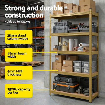 Giantz Garage Shelving 1.6X0.8m Warehouse Shelves Storage Rack Pallet Racking Yellow.
