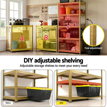 Giantz Garage Shelving 1.6X0.8m Warehouse Shelves Storage Rack Pallet Racking Yellow.