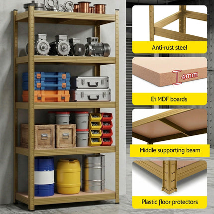 Giantz Garage Shelving 1.6X0.8m Warehouse Shelves Storage Rack Pallet Racking Yellow.