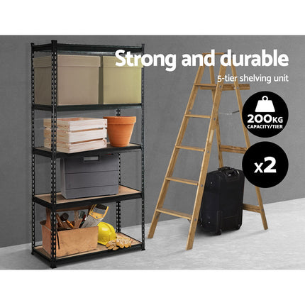 Giantz 2x1.8M Garage Shelving Warehouse Rack Pallet Racking Storage Shelve Black.