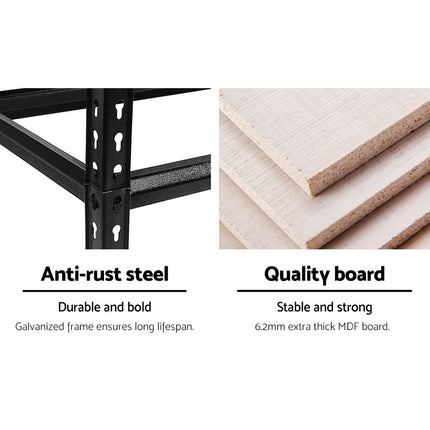 Giantz 2x1.8M Garage Shelving Warehouse Rack Pallet Racking Storage Shelve Black.