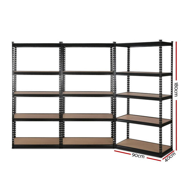 Giantz 3x1.8M Garage Shelving Warehouse Rack Pallet Racking Storage Shelve Black.