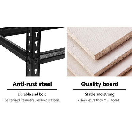 Giantz 5x1.8M Garage Shelving Warehouse Rack Pallet Racking Storage Shelve Black.